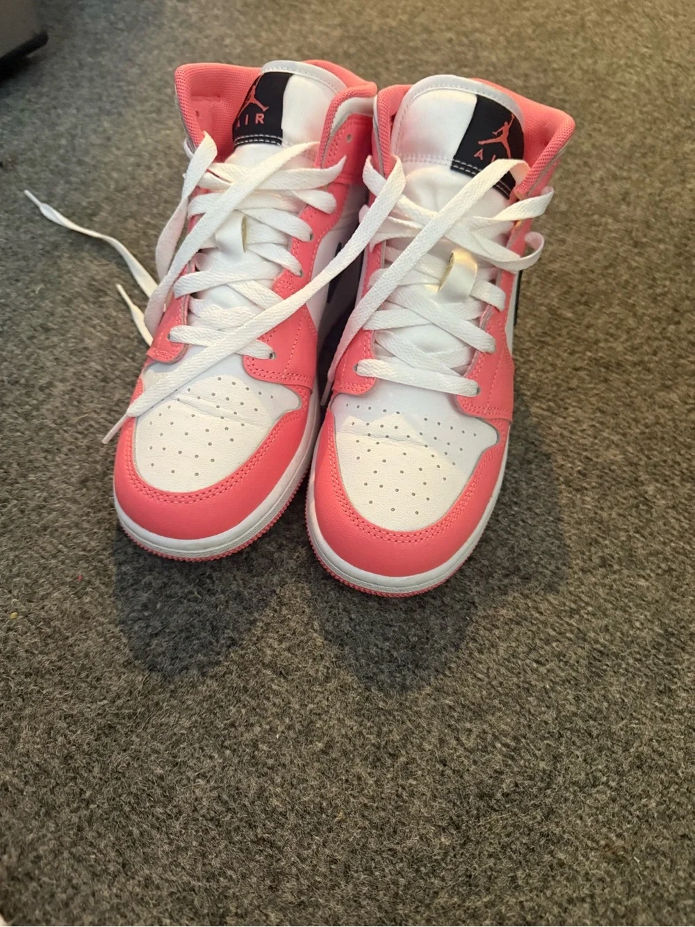 Nike Kids Pink and White Air Jordan 1 Mid Sneakers